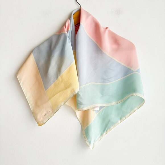 Adrienne Vittadini Pastel Geometric Print Silk Lightweight Scarf - Picture 3 of 4